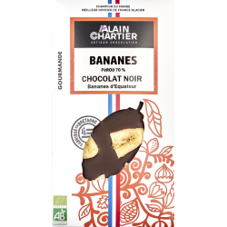 Tablette chocolat noir bio artisanal, Pérou 70% bananes| Alain CHARTIER