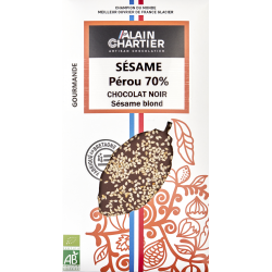 Tablette chocolat noir bio artisanal, Pérou 70% sésame | Alain CHARTIER